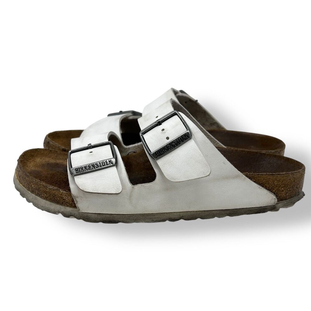 Women’s 6 37 Narrow Birkenstock Arizona White Birko Flor Double Buckle Sandal